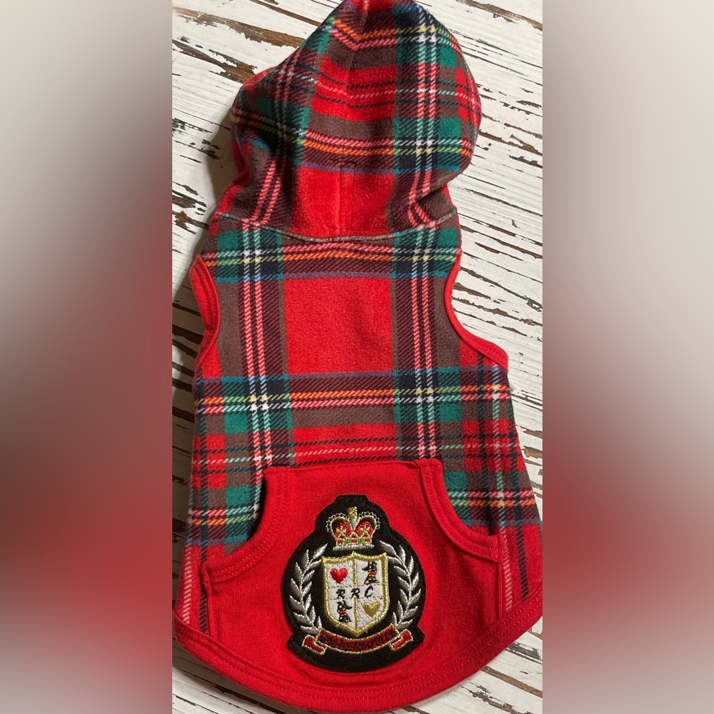Plaid Red Dog Hoodie
XS